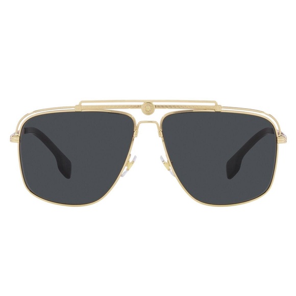 Versace Medusa Focus Gold and Dark Grey Rectangular Sunglasses VE2242 ~ NIB! - Picture 1 of 8